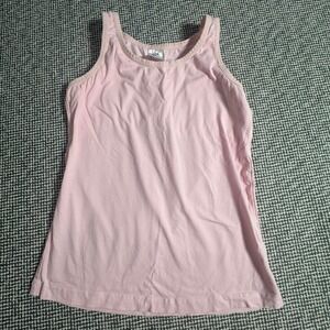 QBK Girls Pink Tank Top Built-in Shelf Bra Cotton Blend Size 14-16 Scoop Neck